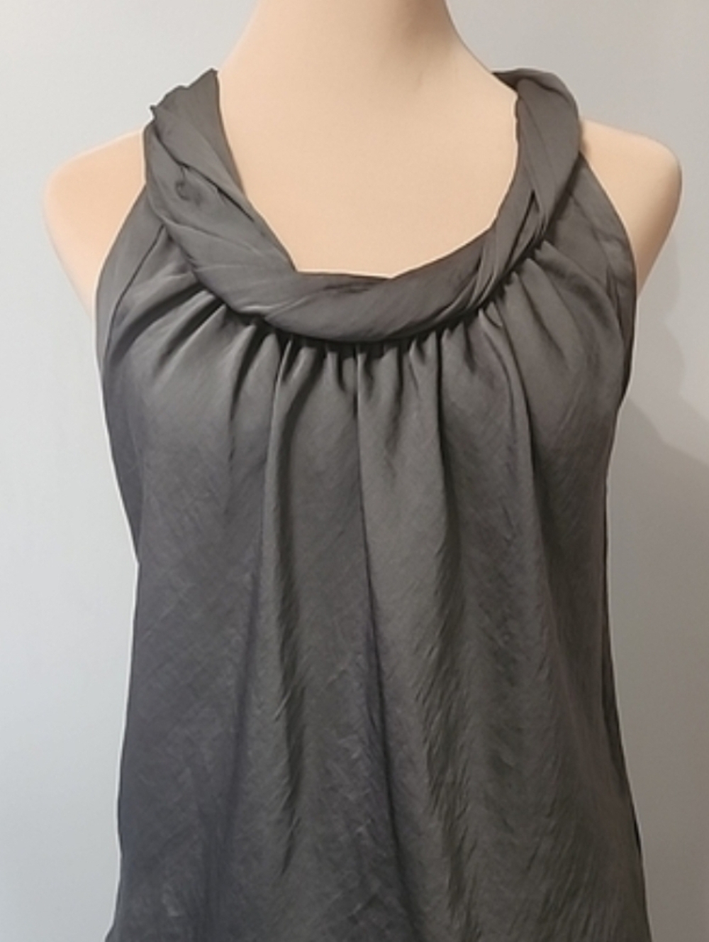 Talbots Silky Satin Twisted Halter Top Green Petite 2 P | Resort Vacation